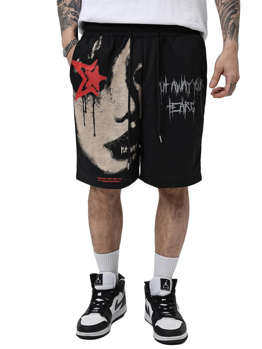 SOLY HUX Men's Elastic Graphic Shorts with Pockets