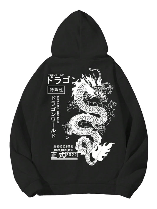 SHENHE Men's Hoodie - Graphic Oversized Pullover Black M