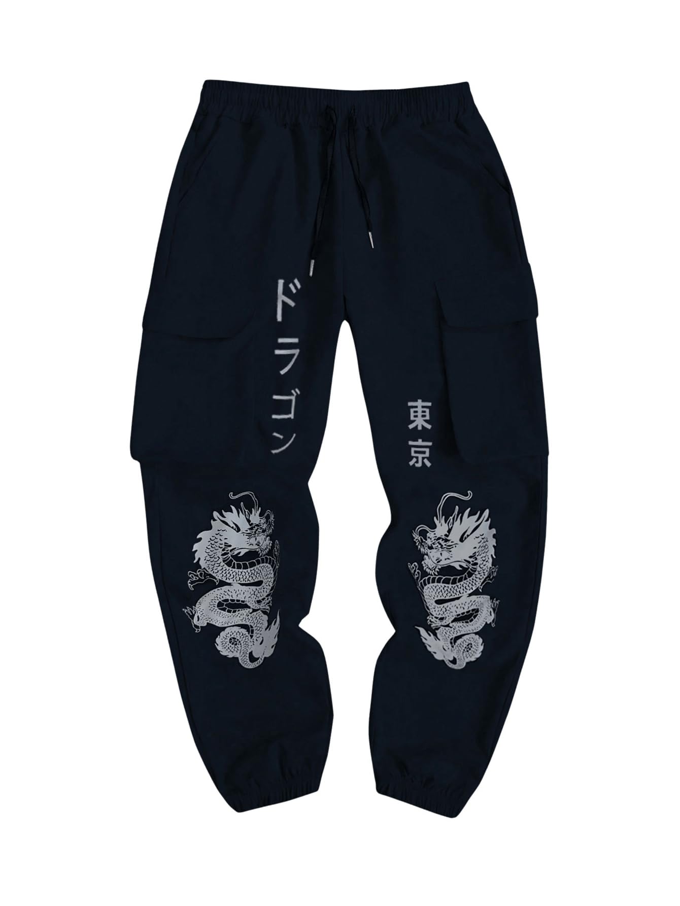 GORGLITTER Y2K Japanese Mens Graphic Cargo Pants XXL