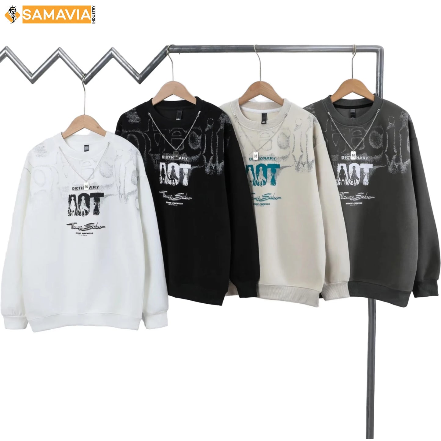 Men's Geometric Pattern Embroidered Custom Printed Winter Fashion Hoodie Polyester Cotton Jersey Fabric Breathable Loose Fit