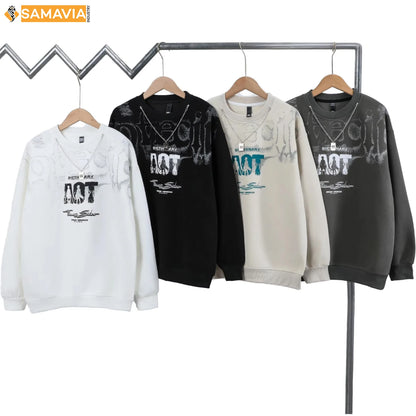 Men's Geometric Pattern Embroidered Custom Printed Winter Fashion Hoodie Polyester Cotton Jersey Fabric Breathable Loose Fit