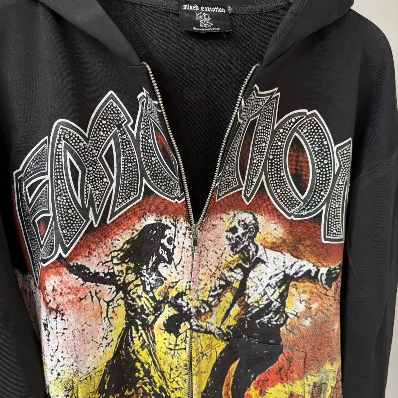 Designer Brand Men's Hoodie Hot Diamond MIXED EMOTION Pattern Printed Sweatshirt Zipper Street Hoodie