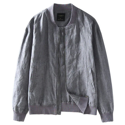Spring Summer Men's Jacket Daily Male Coat Japanese Retro Baseball Uniforms Solid Stand Collar Zipper Linen Jackets Man