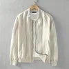 Spring Summer Men's Jacket Daily Male Coat Japanese Retro Baseball Uniforms Solid Stand Collar Zipper Linen Jackets Man