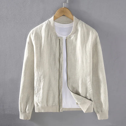 Spring Summer Men's Jacket Daily Male Coat Japanese Retro Baseball Uniforms Solid Stand Collar Zipper Linen Jackets Man