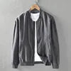 Spring Summer Men's Jacket Daily Male Coat Japanese Retro Baseball Uniforms Solid Stand Collar Zipper Linen Jackets Man