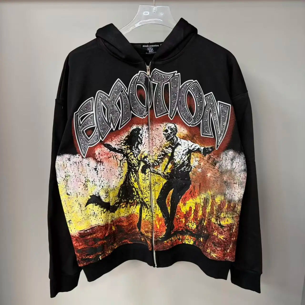 Designer Brand Men's Hoodie Hot Diamond MIXED EMOTION Pattern Printed Sweatshirt Zipper Street Hoodie