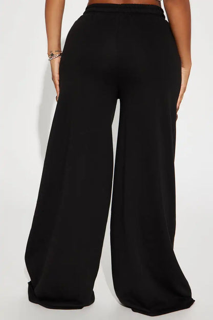 Wide Leg Sweatpants High Waist Drawstring Lounge Pants Ladies Loose Fit Fleece Sweatpants Casual Wide Leg Joggers Women’
