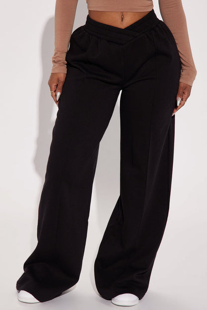 Wide Leg Sweatpants High Waist Drawstring Lounge Pants Ladies Loose Fit Fleece Sweatpants Casual Wide Leg Joggers Women’